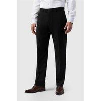 Antique Rogue Men's Flat Fronted Textured Regular Suit Trousers in Black | Size: 44R