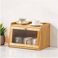Living and Home Bamboo Bread Storage Cabinet for Kitchen Counter in Natural