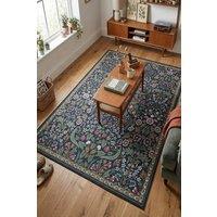 Living and Home Washable Floral Rug with Non-Slip Backing in Green | Size: 100 cm x 160 cm
