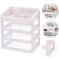 Garden Sanctuary Plastic Makeup Organizer with 3 Drawers in Grey