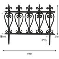 Garden Sanctuary Set of 3 Decorative Garden Border Fence Outdoor Lawn Edging in Black