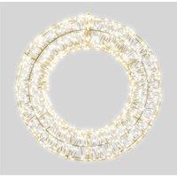 Xmas Haus 50x5cm 2D White Metal Wreath with 720 Warm White LED in Black | Size: 50x5 cm