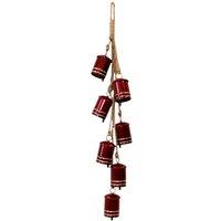 Four Candle Glossy Red Metal 7 Cowbell Christmas Hanging Garland