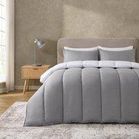 OHS Reversible 10.5 Tog Coverless Duvet with Pillowcases Washable in Grey | Size: Double