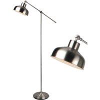 First Choice Lighting Satin Nickel Lever Arm Floor Lamp in Silver