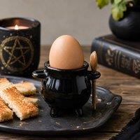 Marco Paul Cauldron Egg Cup with Broom Spoon in Black | Size: 100g