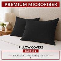 Pamposh Double Brushed Microfibre Pillowcases 2 Pack - 50x75cm in Black | Size: Standard Pillow Case