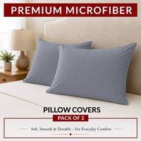 Pamposh Double Brushed Microfibre Pillowcases 2 Pack - 50x75cm in Grey | Size: Standard Pillow Case