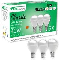 BELL Lighting E14 LED Golf Ball Bulb Non-Dimmable Warm White 470lm 4.7W Small Screw | Size: Pack of 3