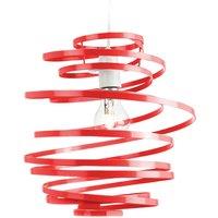 Happy Homewares Gloss Metal Double Ribbon Spiral Swirl Ceiling Light Pendant in Red