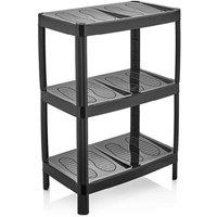 FORGEVIO 3 Tier Shoe Rack Narrow Freestanding in Black | Size: 0.6m2