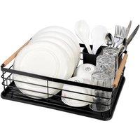 FORGEVIO Black Dish Drainer Rack Drying Removable Drip Tray | Size: 0.6m2