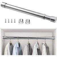 NESTLUNE 110-210cm cm Extendable Stainless Steel Wardrobe Rail in Silver