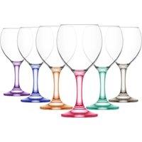 LAV 260ml Misket Wine Glasses - Coloured Stem - Pack of 6 | Size: 6 Pack