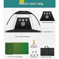 NESTLUNE 10x7ft Golf Practice Net Hitting Driving Chipping in Black | Size: 0-12 m