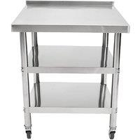 Living and Home 3-Tier Stainless Steel Prep Table with Smooth Castors and Adjustable Feet in Silver