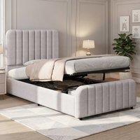 Rolipo Modern Upholstered Ottoman Storage Bed Frame 3FT Single Light Grey | Size: Double
