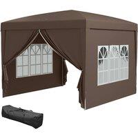Rolipo 3x3(m) Pop-Up Gazebo, with Curtain Walls & Windows, Coffee in Brown