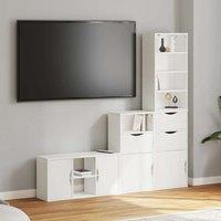 Berkfield Home 4 Piece TV Units with Storage ODDA White Solid Wood Pine
