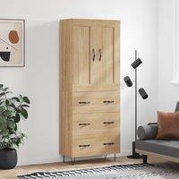 Berkfield Home Highboard Sonoma Oak 69.5x34x180 cm Engineered Wood in Brown