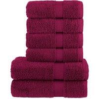 Berkfield Home 6 Piece Premium Towel Set SOLUND Bordeaux 600 gsm in Red