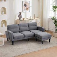 STILVORA L-Shaped 3-Seater Sectional Sofa with Chaise Lounge in Grey