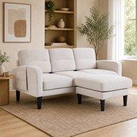STILVORA 3 Seater L Shaped Sofa with Chaise Lounge in Beige