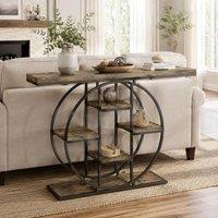 STILVORA Console Table with 6 Shelves in Rustic Brown in Dark Brown