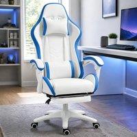 STILVORA Gaming Chair with Reclining Back & Footrest, White