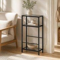 STILVORA Side Table with 3 Shelves Black