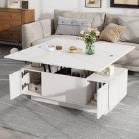 ModernLuxe Lift up coffee table with 2 lifting tops & hidden storage in White