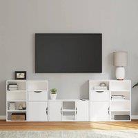 Berkfield Home 5 Piece TV Units with Storage ODDA White Solid Wood Pine