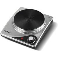 Cusimax Silver 33cm 1500W Portable Single Cast Iron Hot Plate with Dials