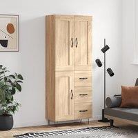 Berkfield Home Highboard Sonoma Oak 69.5x34x180 cm Engineered Wood in Brown