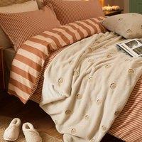 Furn Autumn Pumpkins Embroidered Throw in Natural | Size: 130 cm x 180 cm
