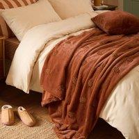 Furn Autumn Trail Embroidered Throw in Burnt Orange | Size: 130 cm x 180 cm