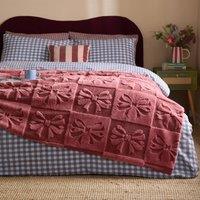 Furn Faux Fur Boucle Big Bows Throw in Pink | Size: 140 cm x 180 cm