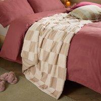 Furn Fur Boucle Check Throw in Natural | Size: 140 cm x 180 cm