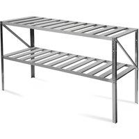 Primrose Traditional 2 Tier Greenhouse Staging Shelf Workbench in Silver 126cm | Size: 1200mm x 500mm