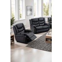 More4Homes Seattle Manual Recliner Bonded Leather 1+2 Seater Sofa Set in Black