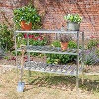 Primrose Traditional 3 Tier Greenhouse Staging Shelf Workbench in Silver 126cm