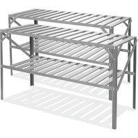 Primrose X2 Traditional 2 Tier Greenhouse Staging Shelf Workbench in Silver 126cm