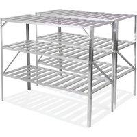 Primrose X2 Traditional 3 Tier Greenhouse Staging Shelf Workbench in Silver 126cm