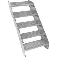 Monstershop Adjustable 5 Section Galvanised Staircase - 600mm Wide in Silver