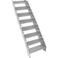 Monstershop Adjustable 8 Section Galvanised Staircase - 600mm Wide in Silver