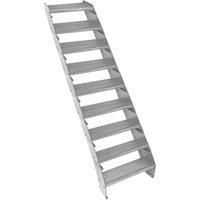 Monstershop Adjustable 9 Section Galvanised Staircase - 600mm Wide in Silver