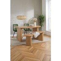 Birlea Axel Oval Fluted Dining Table With 2 Chairs & Bench in Brown | Size: Large