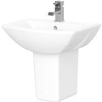 Balterley Square 1 Tap Hole Ceramic Basin Semi Pedestal 500mm in White