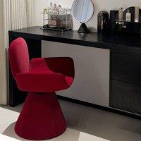 Matteo Luxury Swivel Dressing Stool - Red Fabric Vanity Chair - 360 Rotation