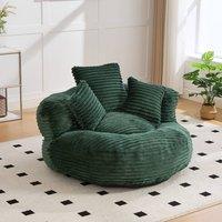 Matteo Large Emerald Corduroy Bean Bag Chair - Memory Foam & High-Back Design